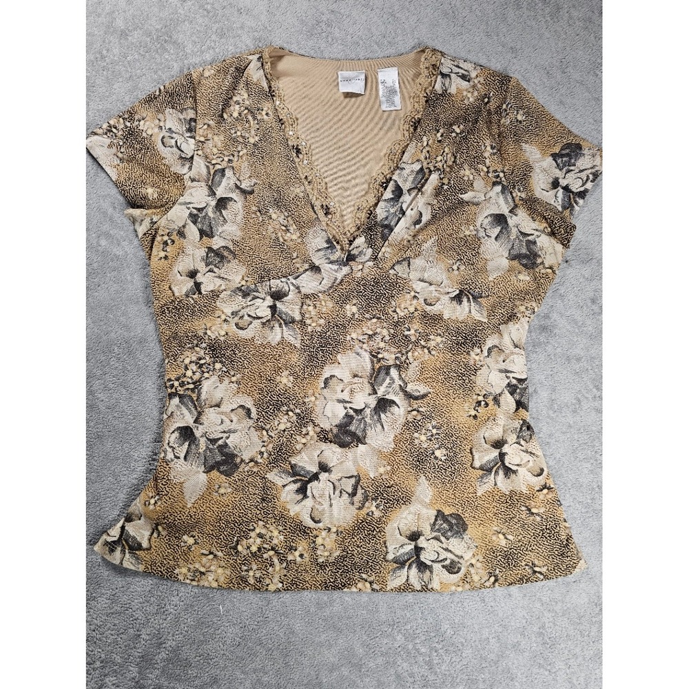 Emma James floral beaded y2k blouse coquette office siren boho fairy vintage top